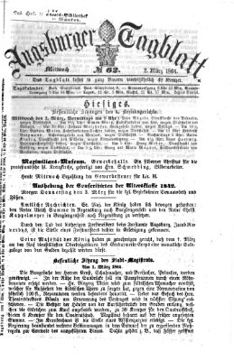 Augsburger Tagblatt Mittwoch 2. März 1864