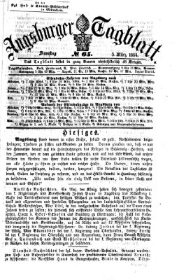 Augsburger Tagblatt Samstag 5. März 1864