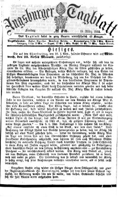 Augsburger Tagblatt Freitag 18. März 1864