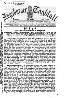 Augsburger Tagblatt Samstag 2. April 1864