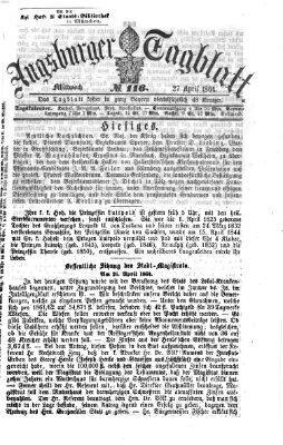 Augsburger Tagblatt Mittwoch 27. April 1864