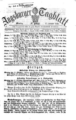 Augsburger Tagblatt Montag 17. Oktober 1864