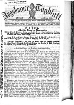 Augsburger Tagblatt Mittwoch 1. Februar 1865