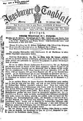 Augsburger Tagblatt Montag 20. Februar 1865