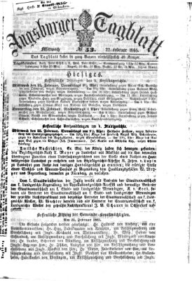 Augsburger Tagblatt Mittwoch 22. Februar 1865