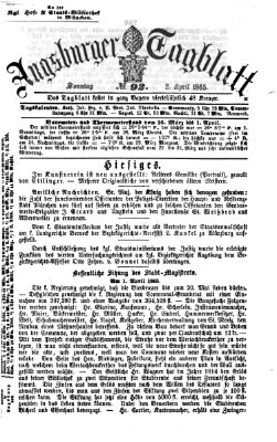 Augsburger Tagblatt Sonntag 2. April 1865