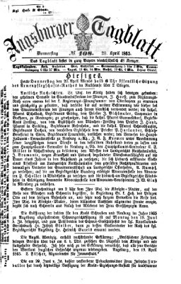 Augsburger Tagblatt Donnerstag 20. April 1865