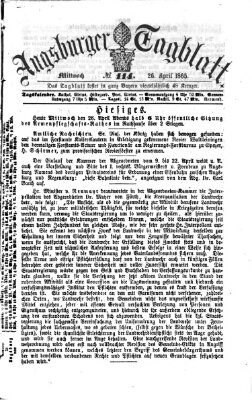 Augsburger Tagblatt Mittwoch 26. April 1865