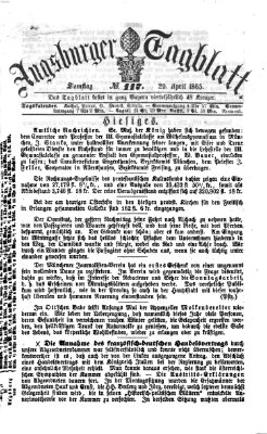 Augsburger Tagblatt Samstag 29. April 1865