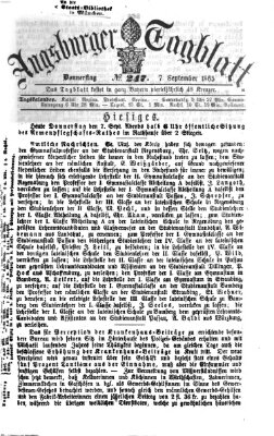 Augsburger Tagblatt Donnerstag 7. September 1865