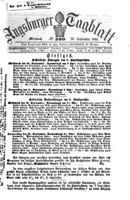 Augsburger Tagblatt Mittwoch 20. September 1865