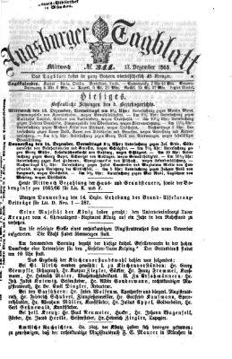 Augsburger Tagblatt Mittwoch 13. Dezember 1865