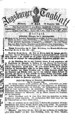 Augsburger Tagblatt Mittwoch 20. Dezember 1865