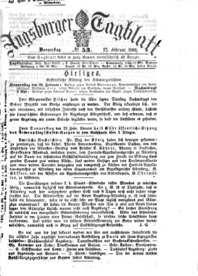 Augsburger Tagblatt Donnerstag 22. Februar 1866