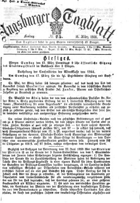 Augsburger Tagblatt Freitag 16. März 1866