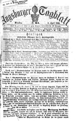 Augsburger Tagblatt Dienstag 3. April 1866