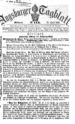 Augsburger Tagblatt Mittwoch 25. April 1866