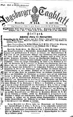 Augsburger Tagblatt Donnerstag 26. April 1866