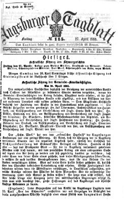 Augsburger Tagblatt Freitag 27. April 1866