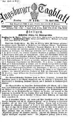 Augsburger Tagblatt Samstag 28. April 1866