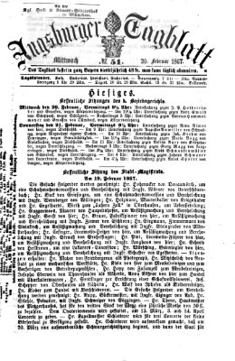 Augsburger Tagblatt Mittwoch 20. Februar 1867