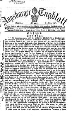 Augsburger Tagblatt Samstag 2. März 1867