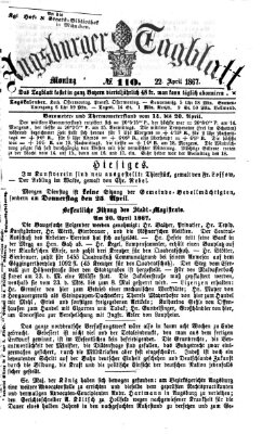 Augsburger Tagblatt Montag 22. April 1867