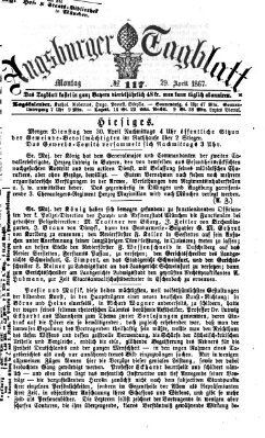 Augsburger Tagblatt Montag 29. April 1867