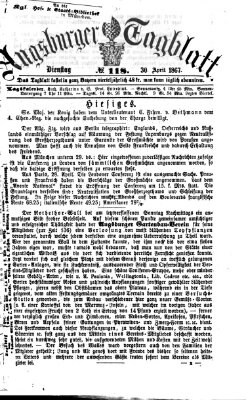 Augsburger Tagblatt Dienstag 30. April 1867