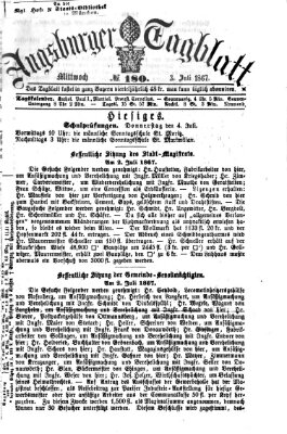 Augsburger Tagblatt Mittwoch 3. Juli 1867