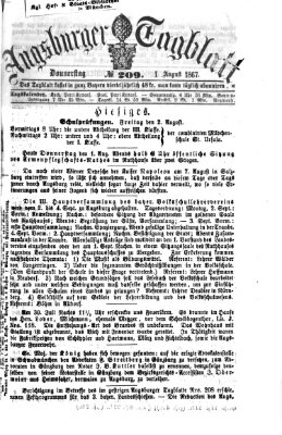 Augsburger Tagblatt Donnerstag 1. August 1867