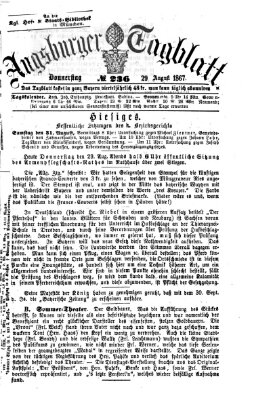 Augsburger Tagblatt Donnerstag 29. August 1867