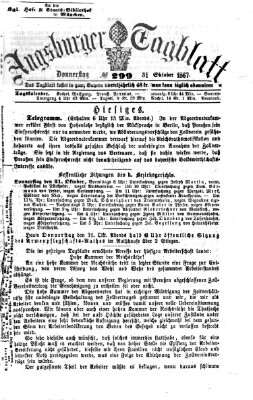 Augsburger Tagblatt Donnerstag 31. Oktober 1867