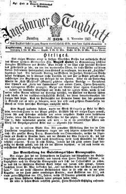 Augsburger Tagblatt Samstag 9. November 1867