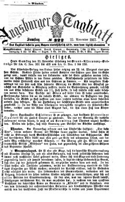 Augsburger Tagblatt Samstag 23. November 1867