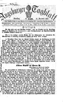 Augsburger Tagblatt Samstag 21. Dezember 1867