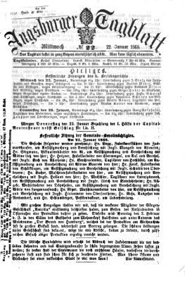 Augsburger Tagblatt Mittwoch 22. Januar 1868