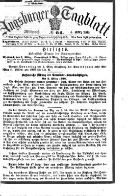 Augsburger Tagblatt Mittwoch 4. März 1868