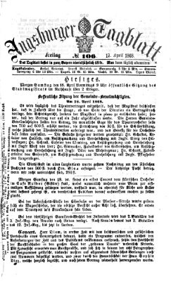 Augsburger Tagblatt Freitag 17. April 1868