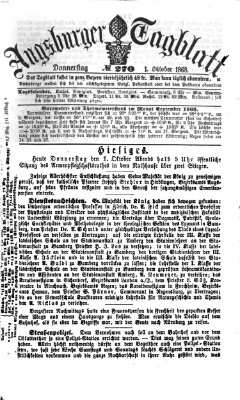 Augsburger Tagblatt Donnerstag 1. Oktober 1868