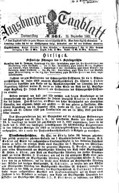 Augsburger Tagblatt Donnerstag 31. Dezember 1868