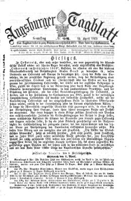 Augsburger Tagblatt Samstag 10. April 1869