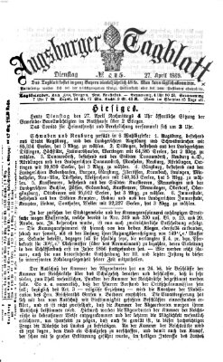 Augsburger Tagblatt Dienstag 27. April 1869