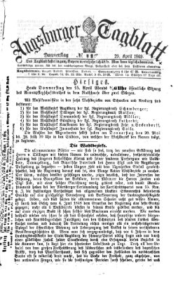 Augsburger Tagblatt Donnerstag 29. April 1869