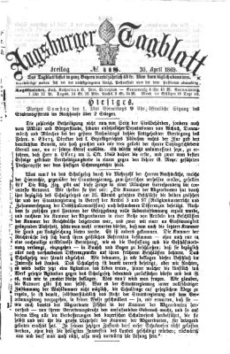 Augsburger Tagblatt Freitag 30. April 1869