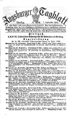 Augsburger Tagblatt Dienstag 7. September 1869