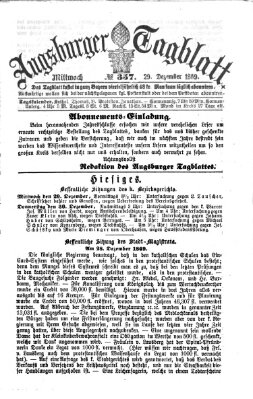 Augsburger Tagblatt Mittwoch 29. Dezember 1869
