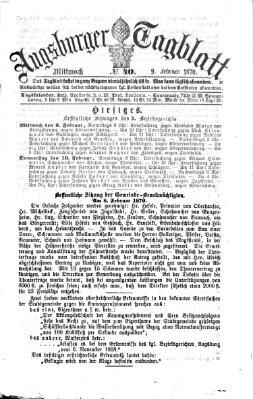 Augsburger Tagblatt Mittwoch 9. Februar 1870