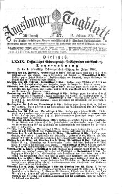 Augsburger Tagblatt Mittwoch 16. Februar 1870