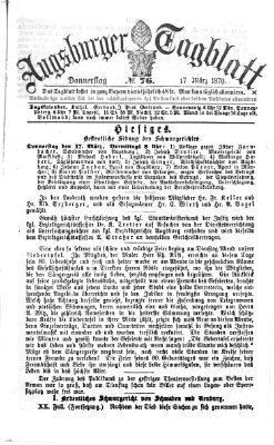 Augsburger Tagblatt Donnerstag 17. März 1870